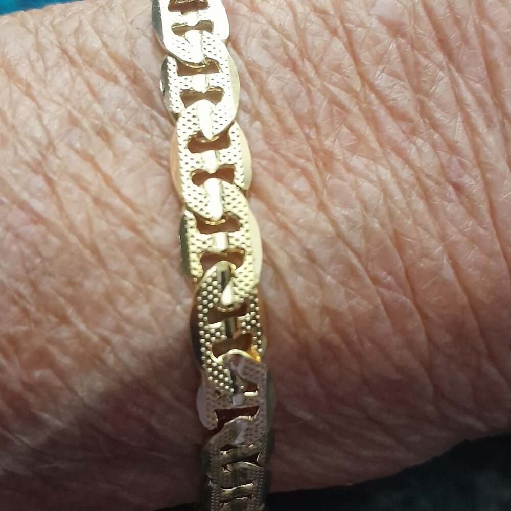 MENS Anchor Link Bracelet - Stamped 18K Yellow Gold Filled